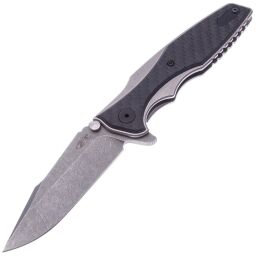 Нож ZT 0393 stonewash сталь CPM-20CV рукоять Ti/Glow Carbon Fiber