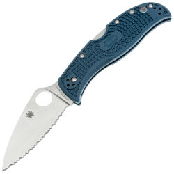Нож Spyderco LeafJumper Serrated сталь K390 рукоять Blue FRN (C262SBLK390)
