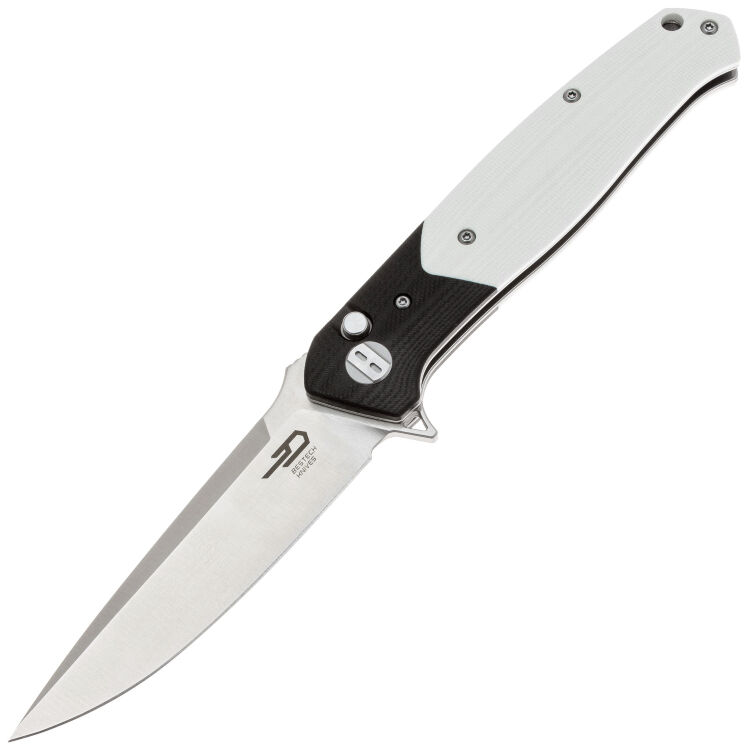 Нож Bestech Swordfish Button Lock satin сталь 14C28N рукоять Black/White G10 (BG62B)