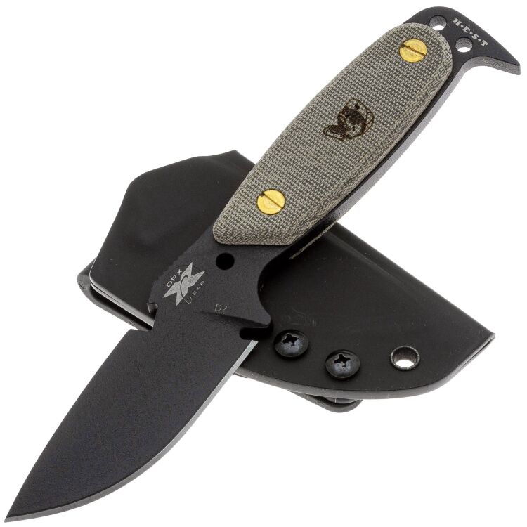 Нож DPx HEST Original black сталь D2 рукоять Green Canvas Micarta (DPXHSX113)