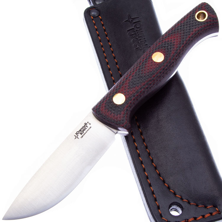 Нож Южный Крест Caribou конвекс сталь D2 рукоять микарта красно-черная (222.1554К)