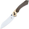 Нож Kizer Clairvoyant stonewash сталь 154CM рукоять Brass/Burlap Micarta