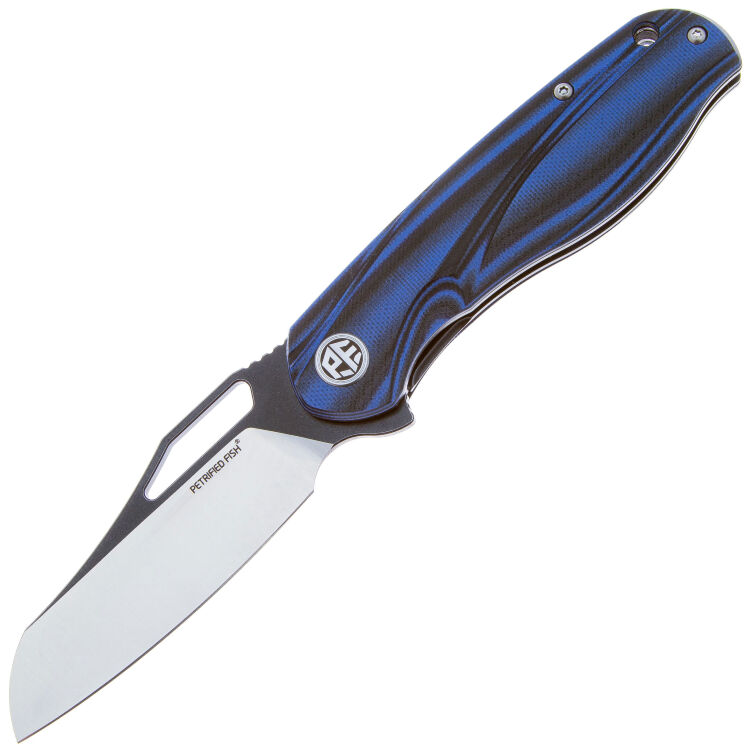 Нож Petrified Fish Raptor сталь D2 рукоять Blue/Black Damascus G10