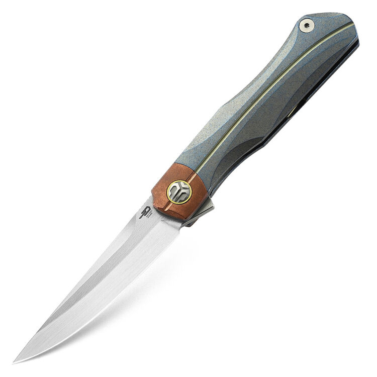 Нож Bestech Thyra Satin сталь M390 рукоять Retro Blue Titanium/Copper (BT2106D)