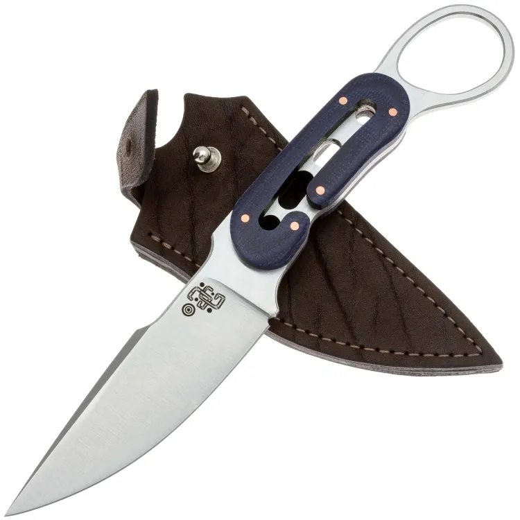 Нож 1-й Цех Точка G сатин сталь 440C рукоять Микарта джинс фиолетовая