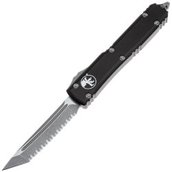 Нож Microtech Ultratech T/E Serrated apocalyptic сталь M390 рукоять Black Aluminium (123-12AP)