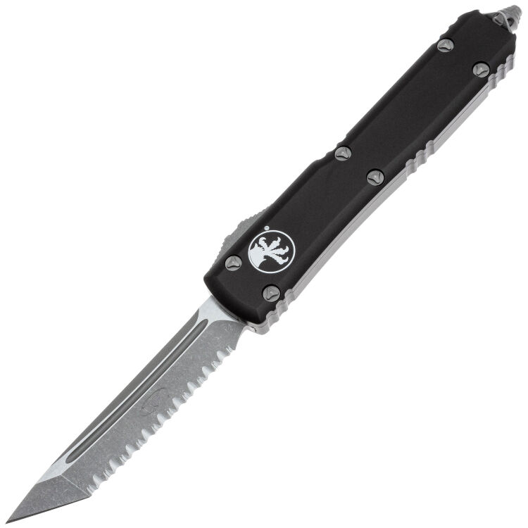 Нож Microtech Ultratech T/E Serrated apocalyptic сталь M390 рукоять Black Aluminium (123-12AP)