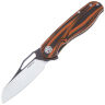 Нож Petrified Fish Raptor сталь D2 рукоять Orange/Black Damascus G10