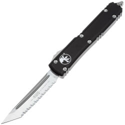 Нож Microtech Ultratech T/E serrated satin сталь M390 рукоять Black Aluminium (123-6)