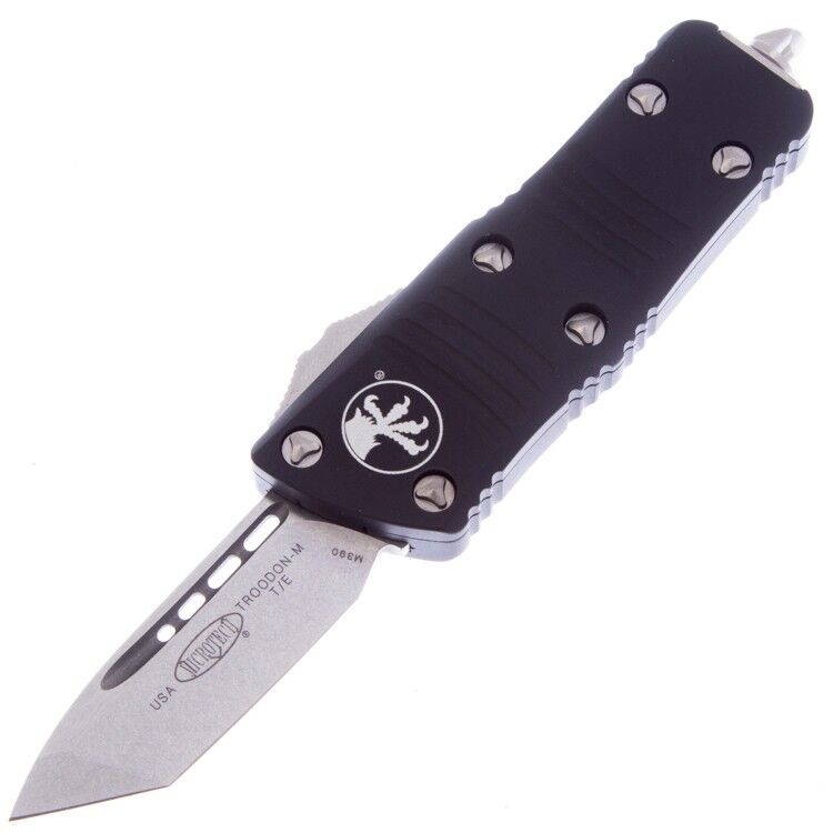 Нож Microtech Mini Troodon T/E Stonewash сталь M390 рукоять Black Aluminium (240-10)
