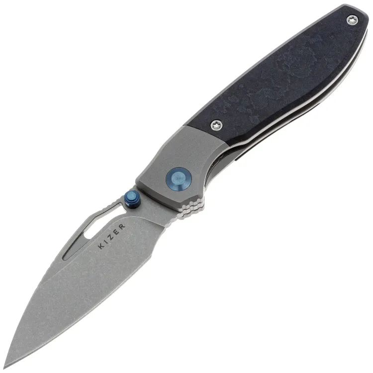 Нож Kizer Shrike stonewash сталь S45VN рукоять Titanium/Richlite