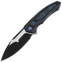 Нож We Knife Hyperactive blackwash сталь Vanax рукоять Blue-Black Ti/Arctic Storm FatCarbon