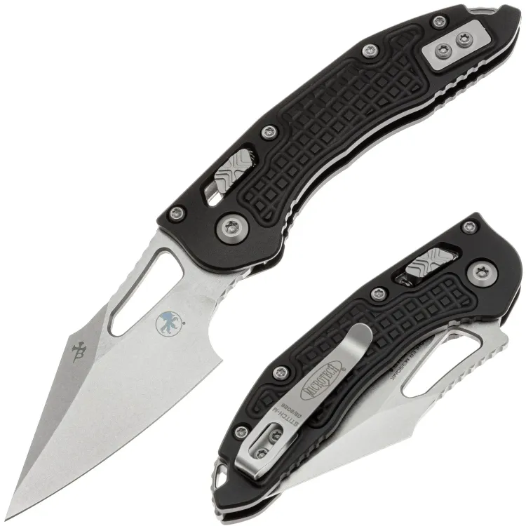 Нож Microtech M-Stitch Ram-Lok stonewash сталь M390MK рукоять Black Frag Aluminium