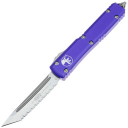 Нож Microtech Ultratech T/E Serrated stonewash сталь M390 рукоять Purple Aluminium (123-12PU)