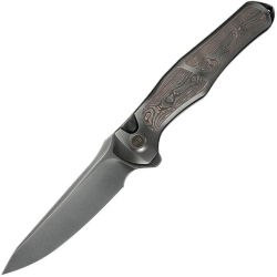 Нож WE Knife 702XI polished gray сталь M390 рукоять Gray Titanium/Copper Foil CF (WE07B-3)