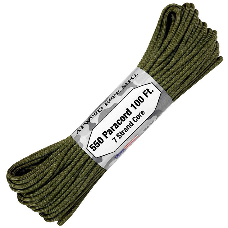 Паракорд Atwoodrope 550 Parachute Cord OD Green 30м (США)