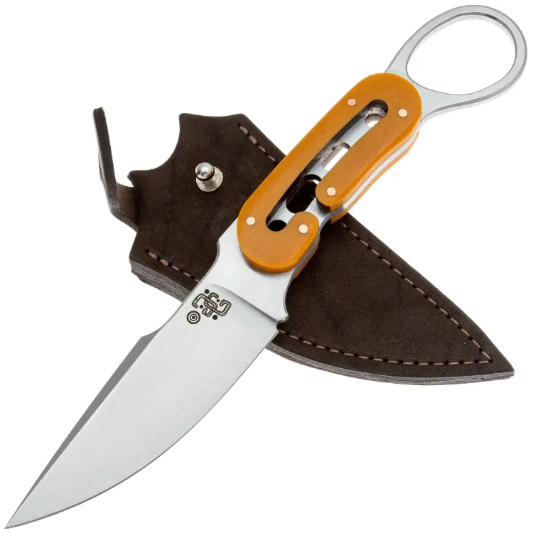 Нож 1-й Цех Точка G сатин сталь 440C рукоять микарта оранжевая