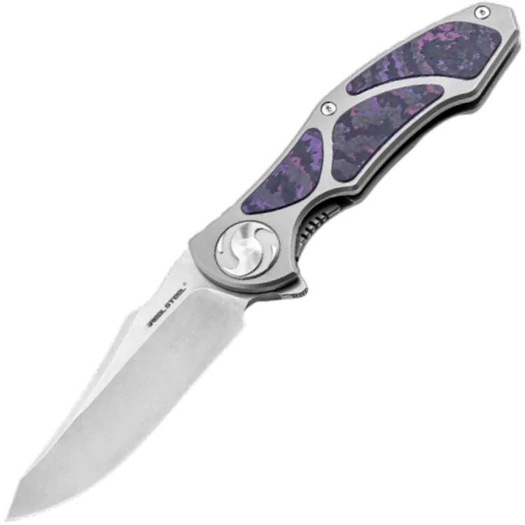 Нож Real Steel Exorcist stonewash сталь S35VN рукоять Titanium/Purple Haze FatCarbon (9411FP)