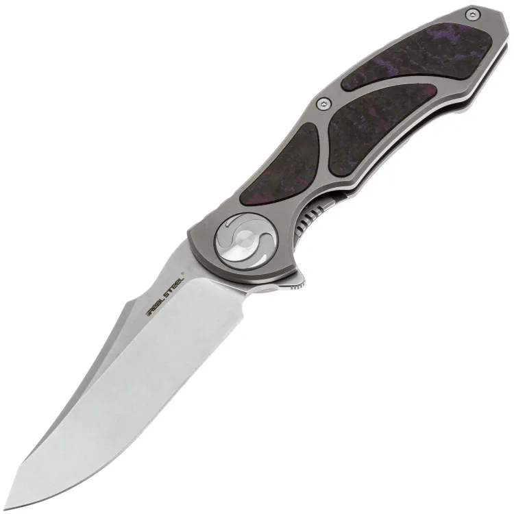 Нож Real Steel Exorcist stonewash сталь S35VN рукоять Titanium/Purple Haze FatCarbon (9411FP)