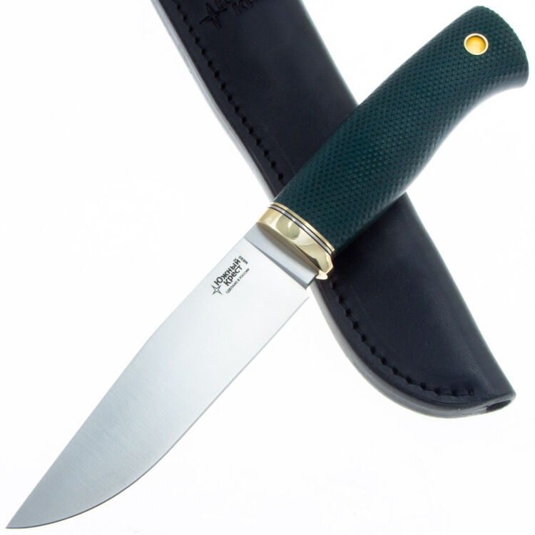 Нож Южный Крест Стерх Эксперт сталь N690 рукоять латунь/микарта изумруд (301.5252)