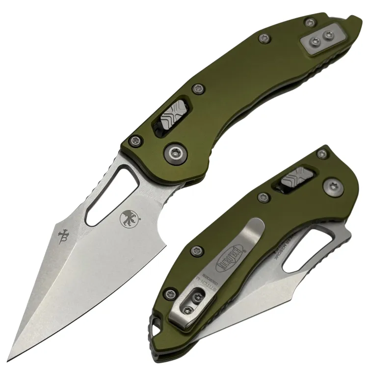 Нож Microtech M-Stitch Ram-Lok stonewash сталь M390MK рукоять OD Green Aluminium
