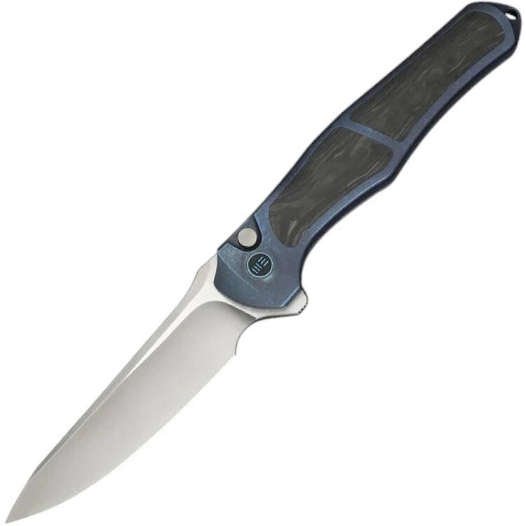 Нож WE Knife 702XI satin сталь M390 рукоять Blue Titanium/Shredded CF (WE07B-1)