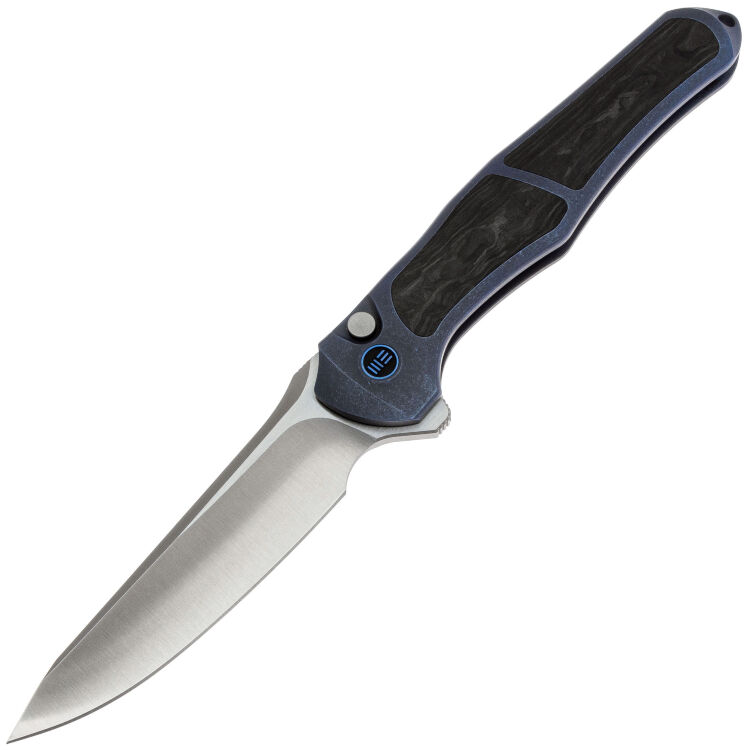 Нож WE Knife 702XI satin сталь M390 рукоять Blue Titanium/Shredded CF (WE07B-1)