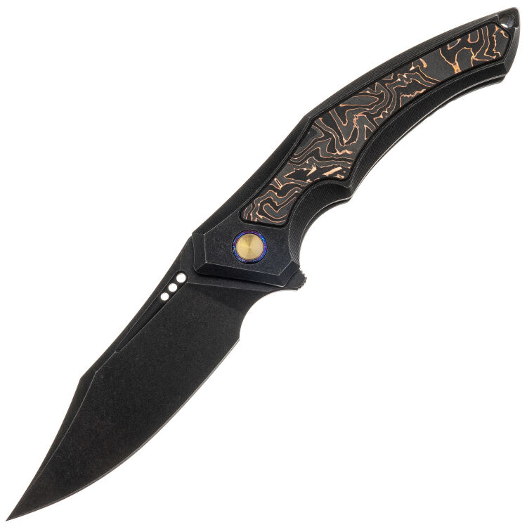 Нож WE Knife Orpheus blackwash сталь 20CV рукоять Black Ti/Copper Foil CF (WE23009-3)