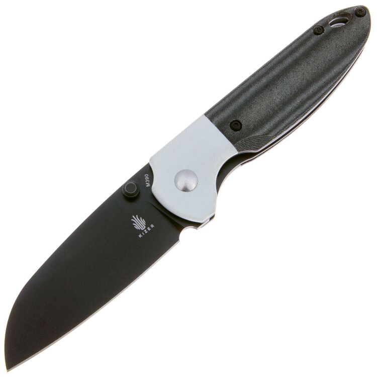 Нож Kizer Deviant Black сталь M390 рукоять Black Micarta/White G10