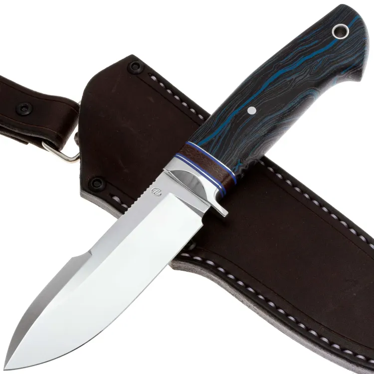 Нож Скинер сталь M390 рукоять микарта черно-синяя (Дедюхин Г.)