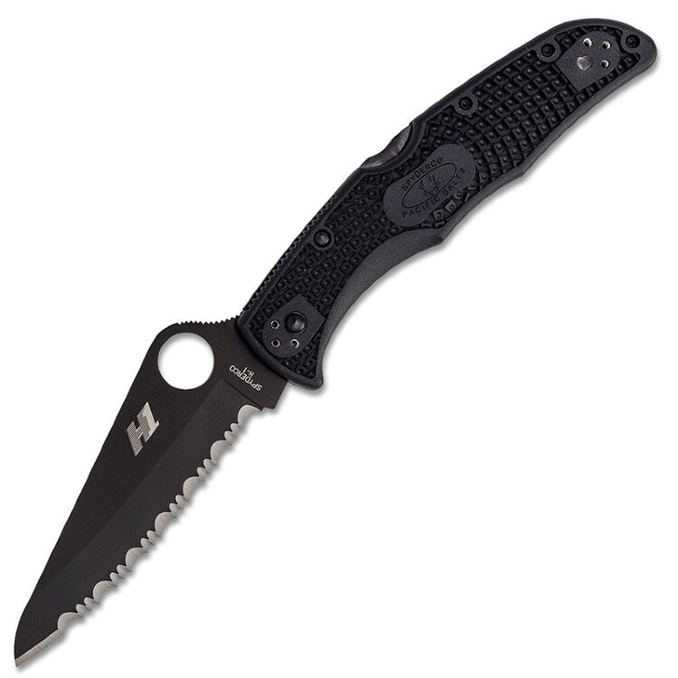 Нож Spyderco Pacific Salt 2 Serrated Black сталь H1 рукоять Black FRN (91SBBK2)