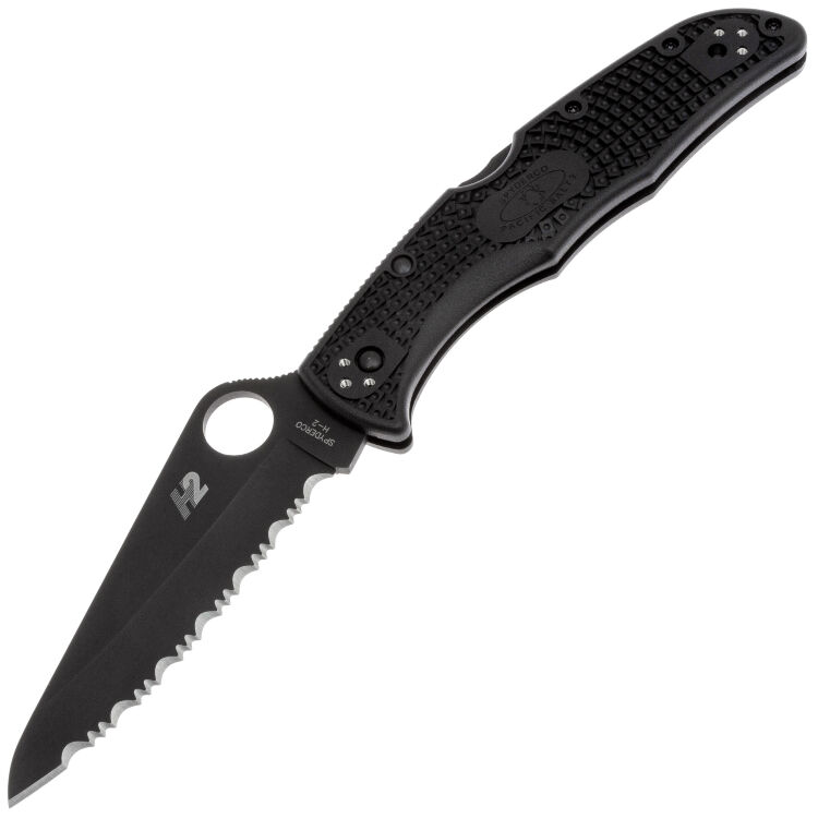 Нож Spyderco Pacific Salt 2 Serrated Black сталь H2 рукоять Black FRN (91SBBK2)