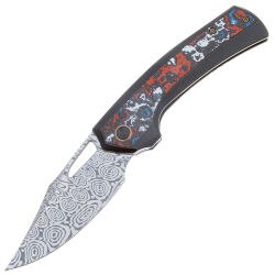 Нож WE Knife Nefaris сталь Heimskringla Damasteel рукоять Black Ti/Nebula FatCarbon (WE22040F-DS1)