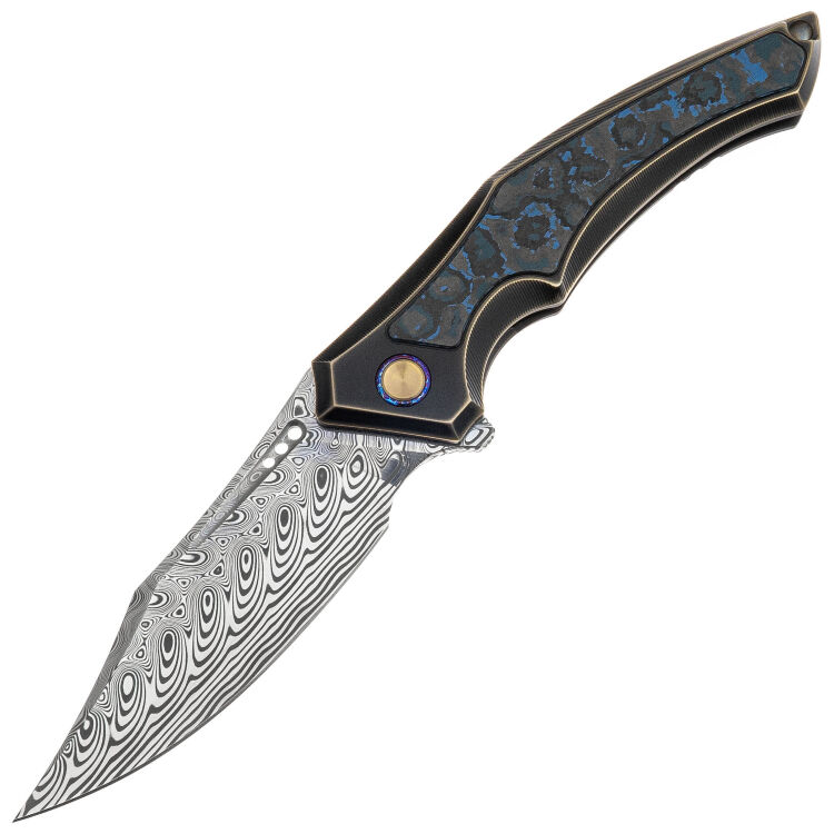 Нож WE Knife Orpheus сталь Hakkapella Damasteel рукоять Bronze/Black Ti/Arctic Storm FatCarbon