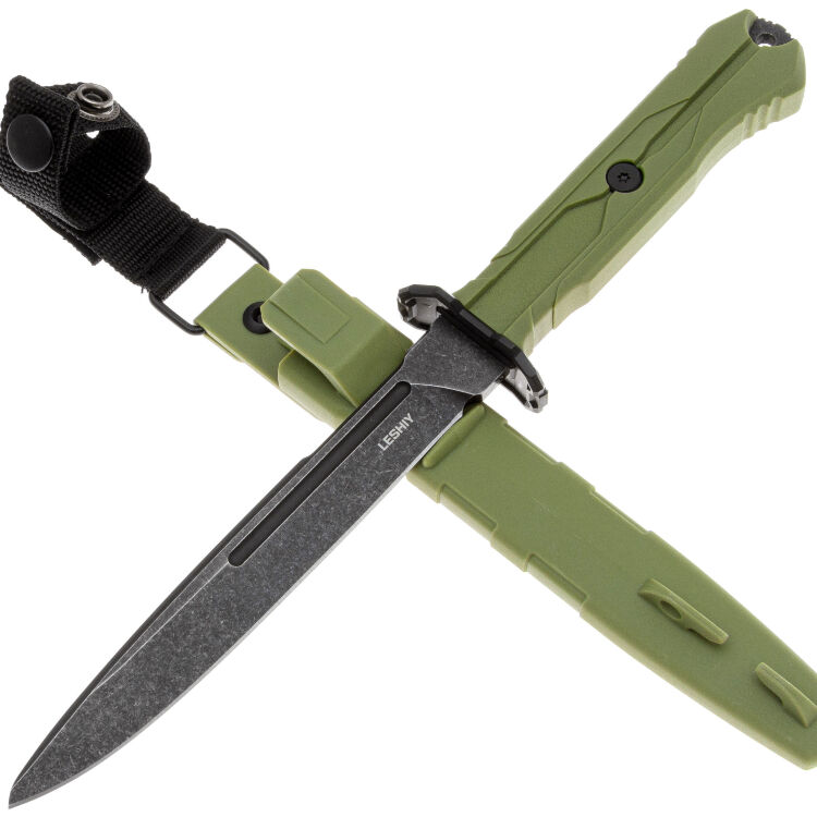 Нож Mr.Blade Leshiy blackwash сталь AUS-8 рукоять OD Green Elastron