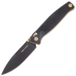 Нож Real Steel Huginn black сталь VG-10 рукоять Black G10/Gold Hardware (7652BG)