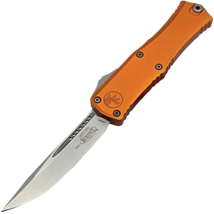 Нож Microtech Hera II Mini S/E stonewash сталь M390MK рукоять Orange Aluminium (1703M-10OR)