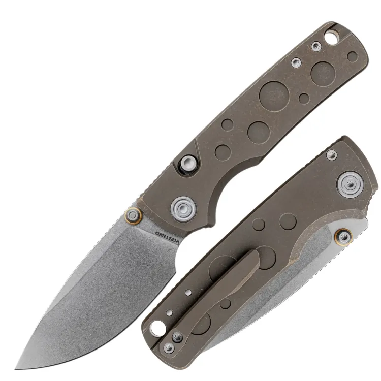 Нож Vosteed Porcupine TiSlim stonewash сталь S90V рукоять Antique Brasswash Titanium