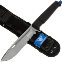 Нож Kizlyar Supreme Фельдъегерь serrated сталь AUS-8 Tackwash рукоять Black Kraton