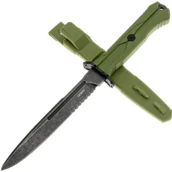 Нож Mr.Blade Leshiy serrated blackwash сталь AUS-8 рукоять OD Green Elastron