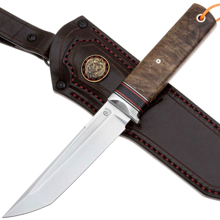 Нож Танто сталь M398 рукоять дамаск/кап клёна(Дедюхин Г.)