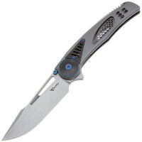 Нож Reate GTR satin сталь M390 рукоять beadblast Titanium/Zirconium/Blue clip