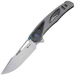 Нож Reate GTR satin сталь M390 рукоять beadblast Titanium/Zirconium/Blue clip