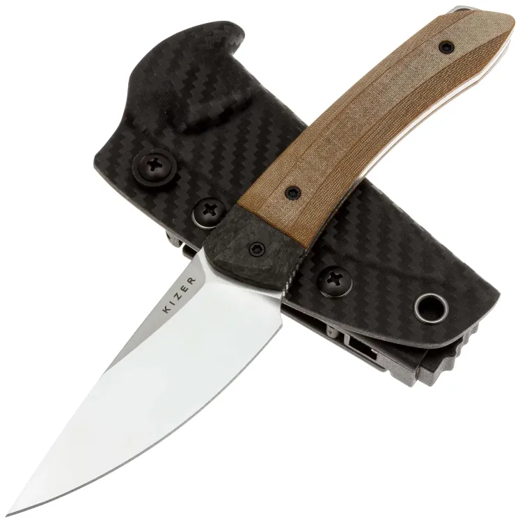 Нож Kizer Momo Fix 3 satin сталь S35VN рукоять Norplex UltreX Micarta/Carbon Fiber