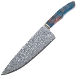 Нож кухонный Xin Cutlery Chef сталь Damascus рукоять Blue Maple Burl Wood/Brass (XC131)