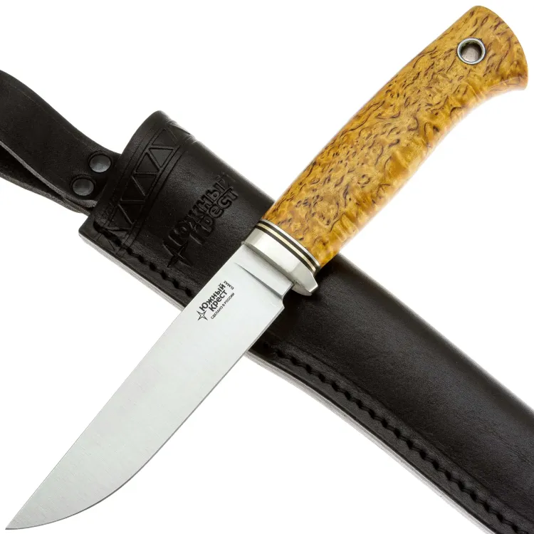 Нож Южный Крест Норт Эксперт сталь Elmax рукоять мельхиор/стаб.карельская береза (149.5303)