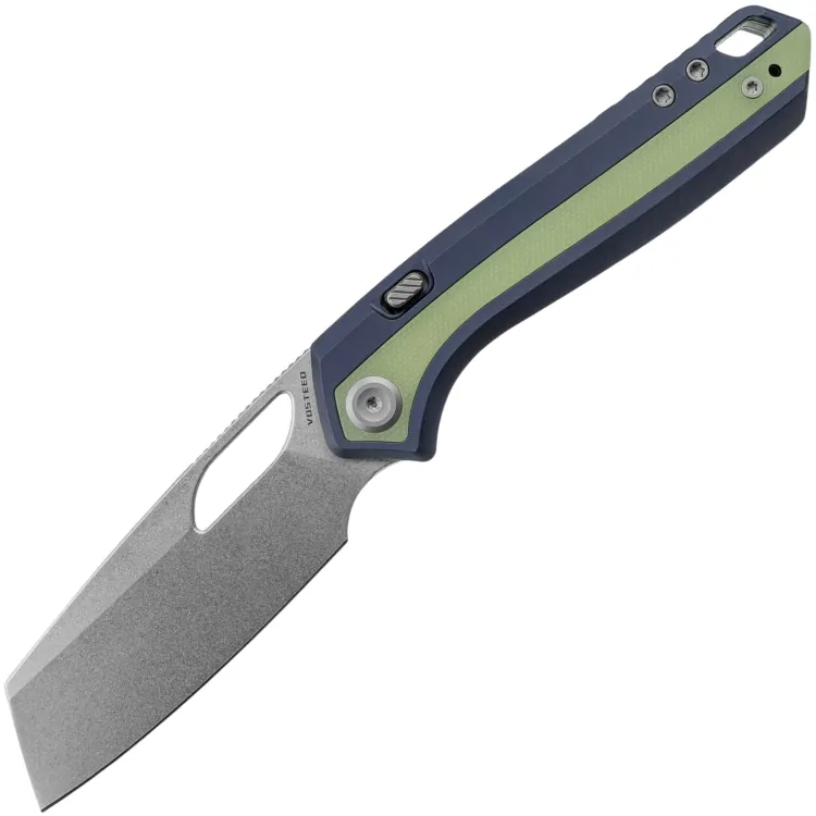 Нож Vosteed Kroc 329 stonewash сталь S35VN рукоять Dark slate Blue Aluminum/GID G10