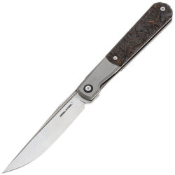 Нож Real Steel Barlow RB-7 сталь S35VN рукоять Ti/Dark Matter Orange FatCarbon (7895)