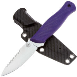 Нож 7 Ножей Колибри Гибрид конвекс серрейтор сталь AUS-10co рукоять Violet G10