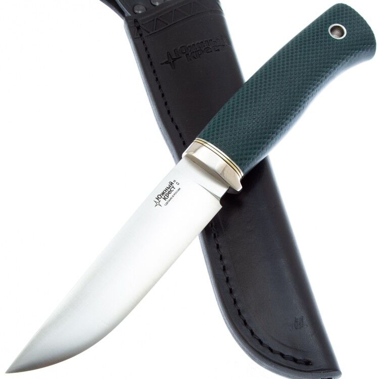 Нож Южный Крест Джек Эксперт конвекс сталь D2 рукоять мельхиор/микарта изумруд (370.5352)